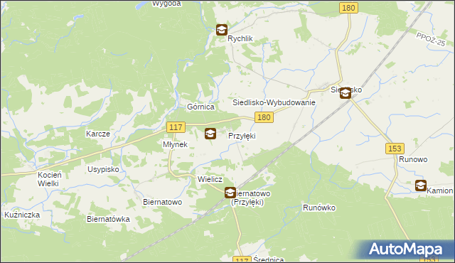 mapa Przyłęki gmina Trzcianka, Przyłęki gmina Trzcianka na mapie Targeo