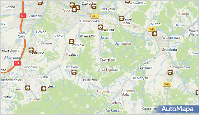 mapa Przyłęków, Przyłęków na mapie Targeo