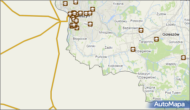 mapa Puńców, Puńców na mapie Targeo