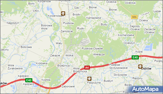 mapa Pustków-Osiedle, Pustków-Osiedle na mapie Targeo
