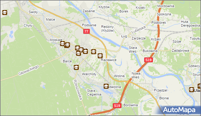 mapa Racławice gmina Nisko, Racławice gmina Nisko na mapie Targeo