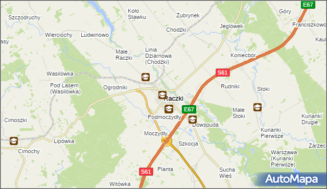 mapa Raczki powiat suwalski, Raczki powiat suwalski na mapie Targeo