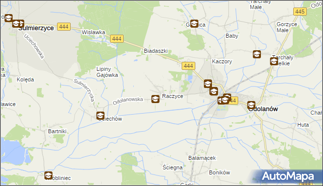 mapa Raczyce gmina Odolanów, Raczyce gmina Odolanów na mapie Targeo