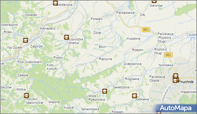 mapa Rączyna, Rączyna na mapie Targeo