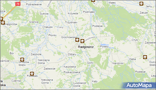 mapa Radgoszcz powiat dąbrowski, Radgoszcz powiat dąbrowski na mapie Targeo