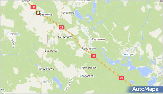 mapa Radomicko gmina Maszewo, Radomicko gmina Maszewo na mapie Targeo