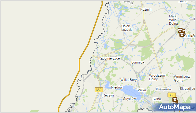 mapa Radomierzyce gmina Zgorzelec, Radomierzyce gmina Zgorzelec na mapie Targeo