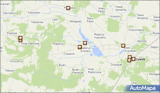 mapa Radoryż Smolany, Radoryż Smolany na mapie Targeo