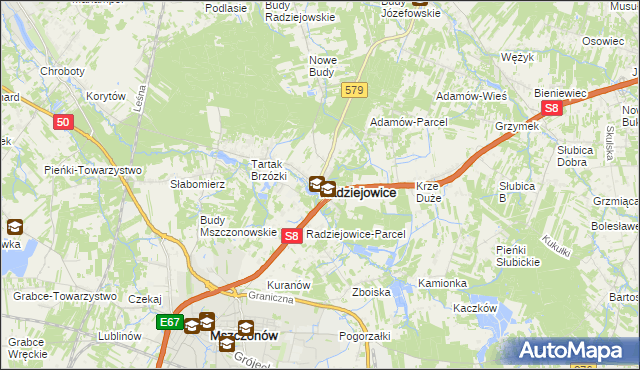 mapa Radziejowice, Radziejowice na mapie Targeo