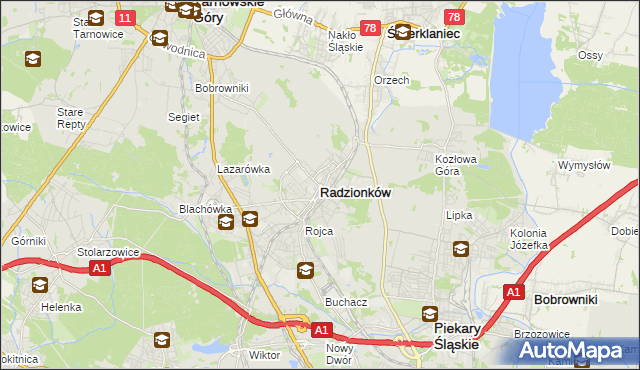 mapa Radzionków, Radzionków na mapie Targeo
