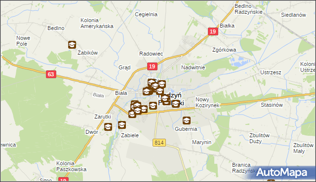 mapa Radzyń Podlaski, Radzyń Podlaski na mapie Targeo