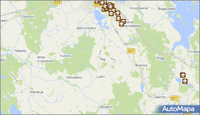 mapa Raj gmina Morąg, Raj gmina Morąg na mapie Targeo