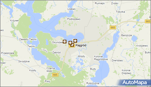 mapa Rajgród powiat grajewski, Rajgród powiat grajewski na mapie Targeo