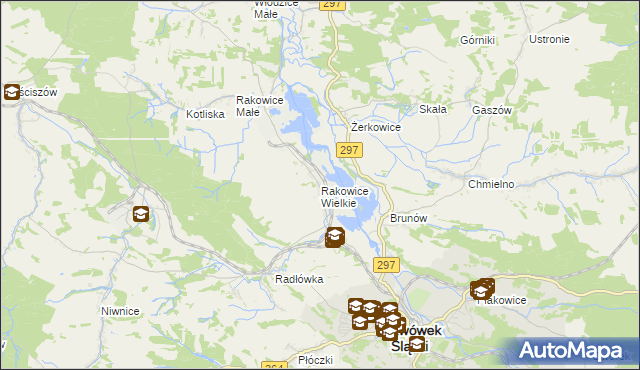 mapa Rakowice Wielkie, Rakowice Wielkie na mapie Targeo