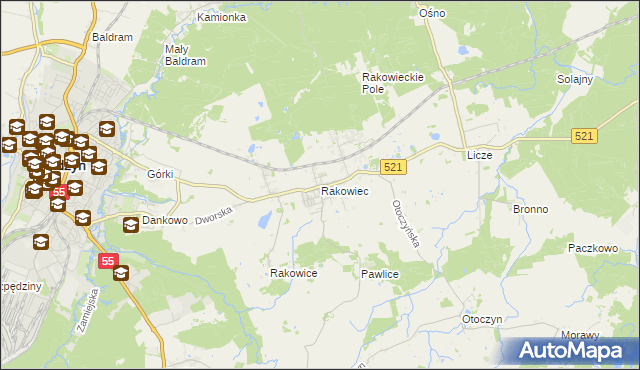 mapa Rakowiec gmina Kwidzyn, Rakowiec gmina Kwidzyn na mapie Targeo
