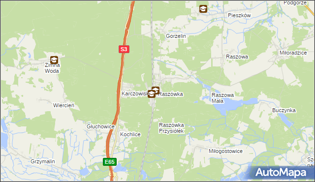 mapa Raszówka, Raszówka na mapie Targeo