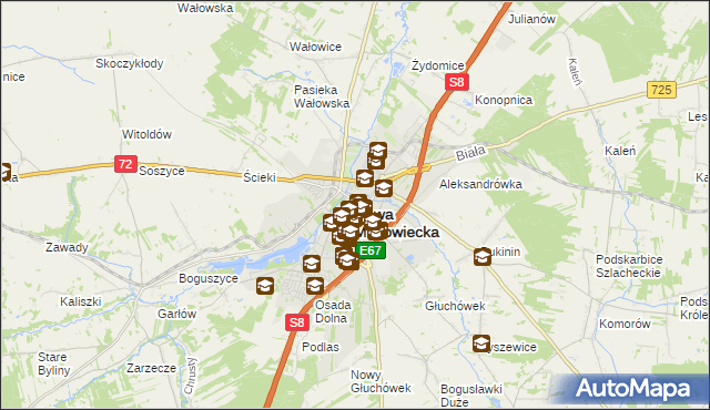 mapa Rawa Mazowiecka, Rawa Mazowiecka na mapie Targeo