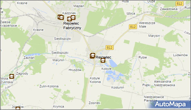 mapa Rejowiec powiat chełmski, Rejowiec powiat chełmski na mapie Targeo