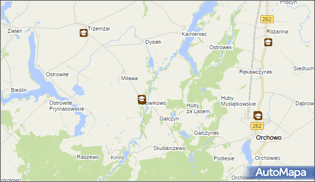 mapa Rękawczyn gmina Orchowo, Rękawczyn gmina Orchowo na mapie Targeo