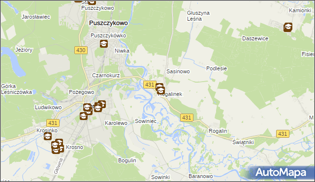 mapa Rogalinek, Rogalinek na mapie Targeo