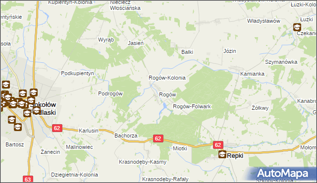 mapa Rogów gmina Repki, Rogów gmina Repki na mapie Targeo