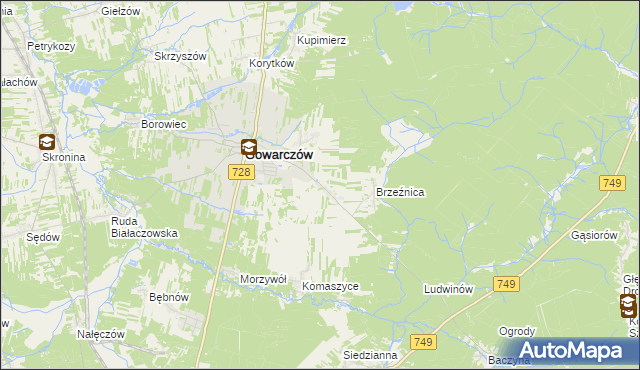 mapa Rogówek gmina Gowarczów, Rogówek gmina Gowarczów na mapie Targeo