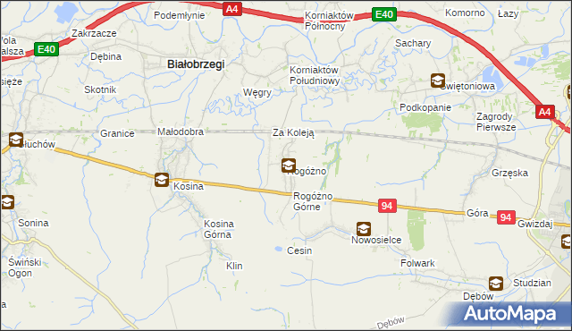 mapa Rogóżno, Rogóżno na mapie Targeo