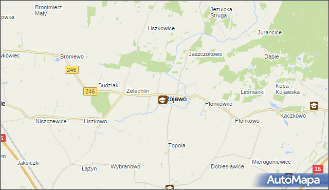 mapa Rojewo powiat inowrocławski, Rojewo powiat inowrocławski na mapie Targeo