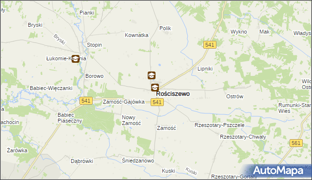 mapa Rościszewo powiat sierpecki, Rościszewo powiat sierpecki na mapie Targeo