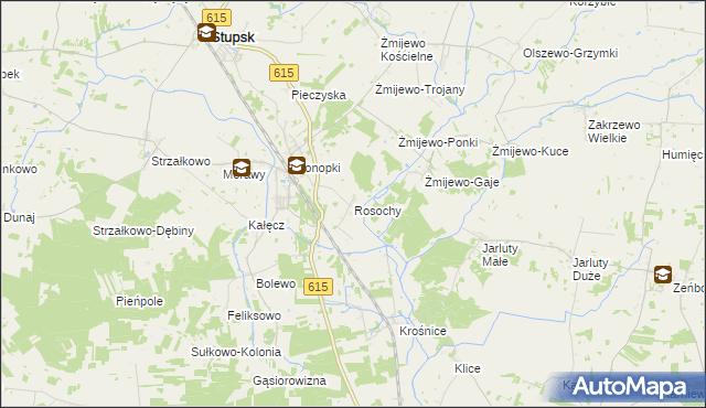 mapa Rosochy gmina Stupsk, Rosochy gmina Stupsk na mapie Targeo