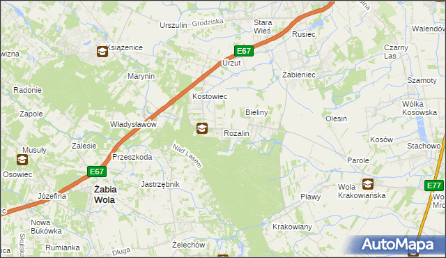 mapa Rozalin gmina Nadarzyn, Rozalin gmina Nadarzyn na mapie Targeo