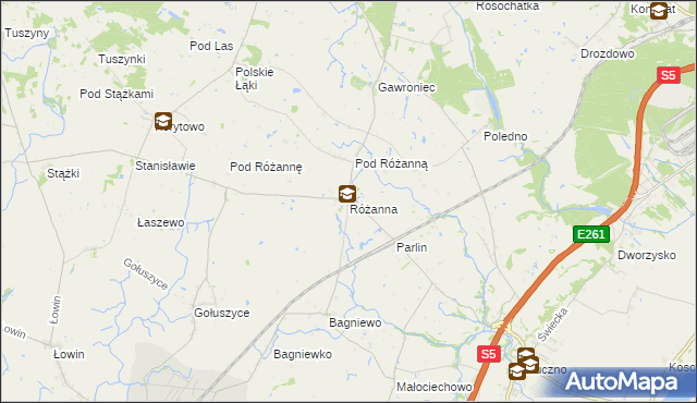 mapa Różanna gmina Bukowiec, Różanna gmina Bukowiec na mapie Targeo