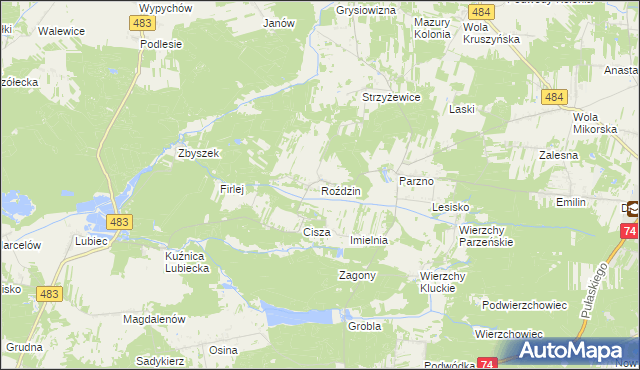 mapa Roździn, Roździn na mapie Targeo