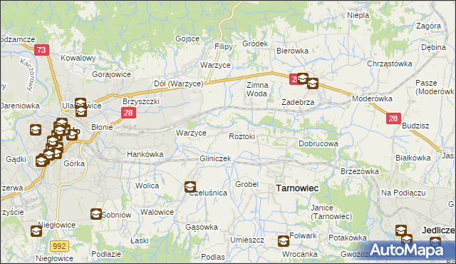 mapa Roztoki gmina Tarnowiec, Roztoki gmina Tarnowiec na mapie Targeo