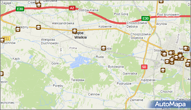mapa Ruda gmina Dębe Wielkie, Ruda gmina Dębe Wielkie na mapie Targeo