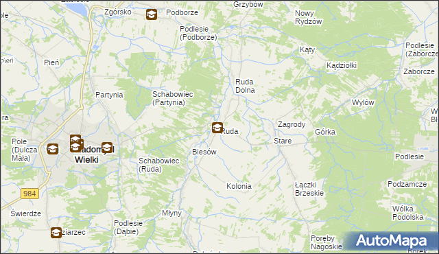 mapa Ruda gmina Radomyśl Wielki, Ruda gmina Radomyśl Wielki na mapie Targeo