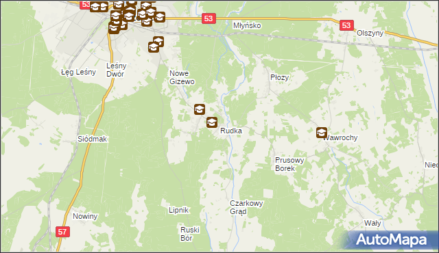 mapa Rudka gmina Szczytno, Rudka gmina Szczytno na mapie Targeo