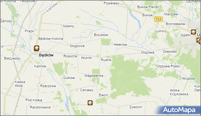 mapa Rudnik gmina Będków, Rudnik gmina Będków na mapie Targeo