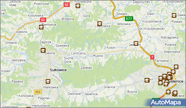 mapa Rudnik gmina Sułkowice, Rudnik gmina Sułkowice na mapie Targeo