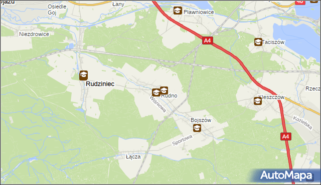 mapa Rudno gmina Rudziniec, Rudno gmina Rudziniec na mapie Targeo