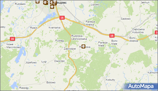mapa Rudziska gmina Biskupiec, Rudziska gmina Biskupiec na mapie Targeo