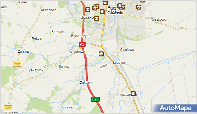 mapa Rusocin gmina Pruszcz Gdański, Rusocin gmina Pruszcz Gdański na mapie Targeo