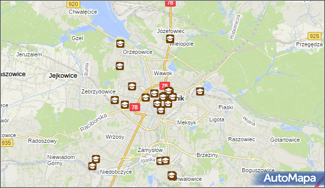 mapa Rybnika, Rybnik na mapie Targeo