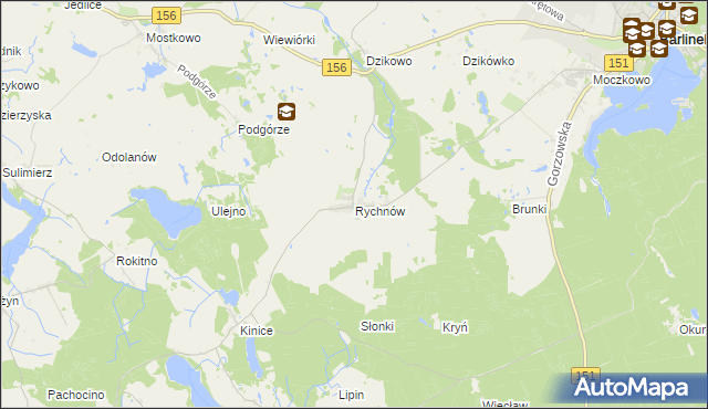 mapa Rychnów gmina Barlinek, Rychnów gmina Barlinek na mapie Targeo