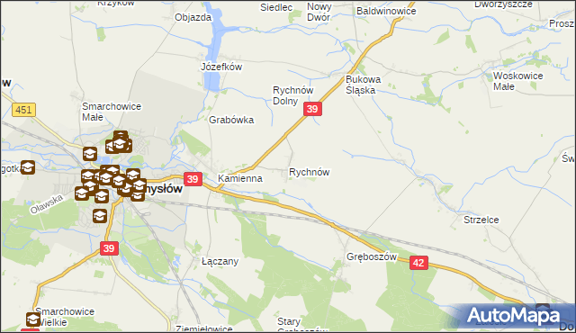 mapa Rychnów gmina Namysłów, Rychnów gmina Namysłów na mapie Targeo