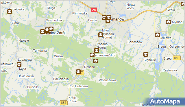 mapa Rymanów-Zdrój, Rymanów-Zdrój na mapie Targeo