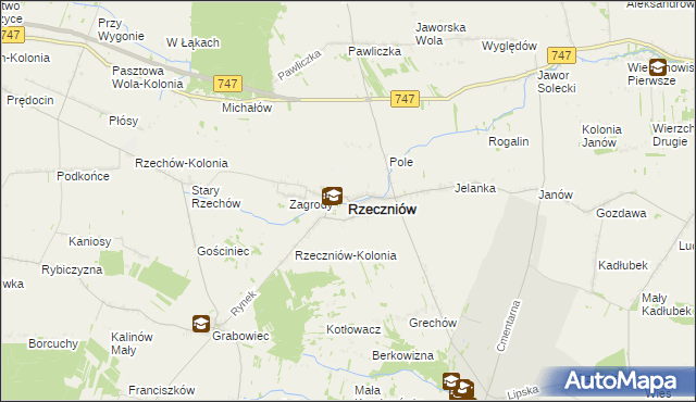 mapa Rzeczniów, Rzeczniów na mapie Targeo