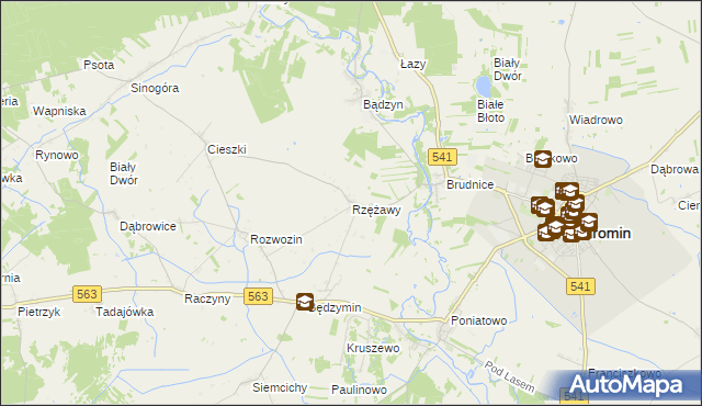 mapa Rzężawy gmina Żuromin, Rzężawy gmina Żuromin na mapie Targeo