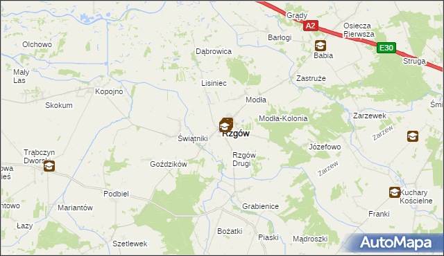 mapa Rzgów powiat koniński, Rzgów powiat koniński na mapie Targeo