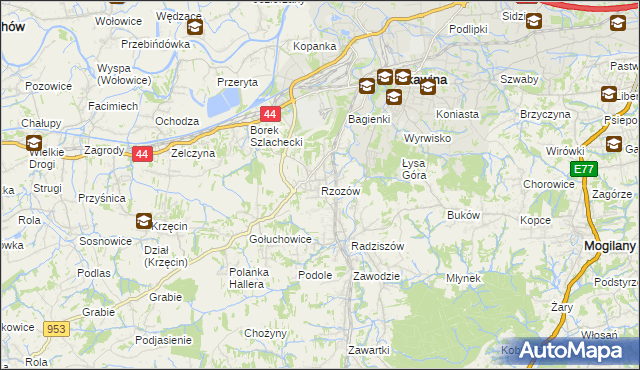 mapa Rzozów, Rzozów na mapie Targeo